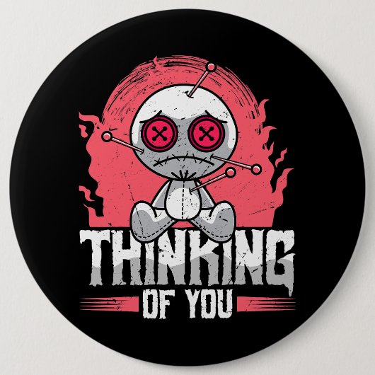 Denken aan jou voodoo poppen schattig en griezelig ronde button 6,0 cm (Voorkant)