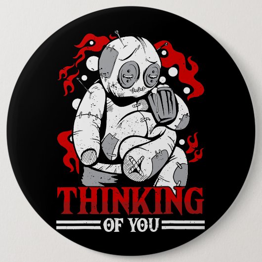 Denken aan jou voodoo poppen schattig en griezelig ronde button 6,0 cm (Voorkant)