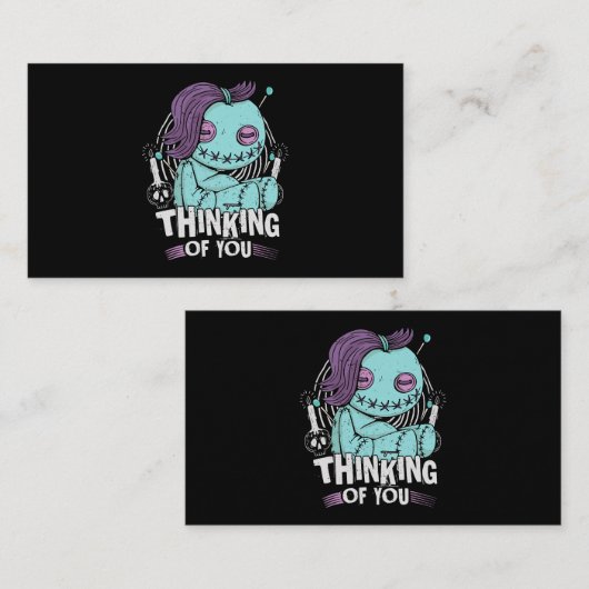 Denken aan jou voodoo poppen schattig en griezelig visitekaartje (Voorkant / Achterkant)