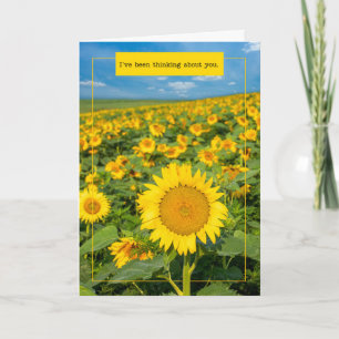 Denken aan jou voor iedereen mooie zonnebloemen feestdagen kaart