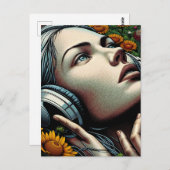 Denken aan jou | Vrouw met hoofdtelefoon Briefkaart (Voorkant / Achterkant)