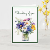 Denken aan jou Waterverf Bloemen Groet Kaart (Gele Bloem)