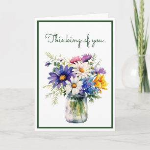 Denken aan jou Waterverf Bloemen Groet Kaart