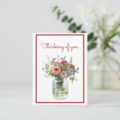 Denken aan jou Waterverf Bloemen in een pot Briefkaart (Staand voorkant)