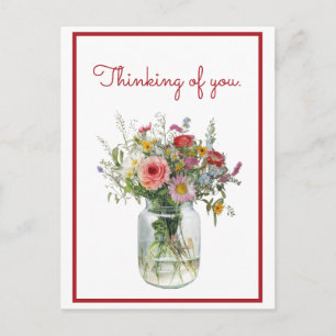 Denken aan jou Waterverf Bloemen in een pot Briefkaart