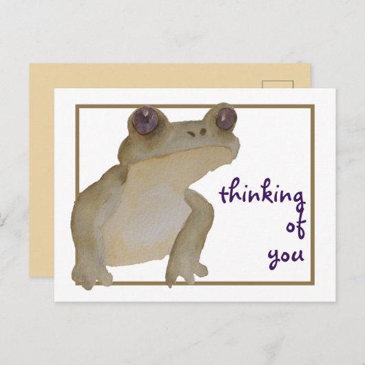 Denken aan jou Waterverf Frog Briefkaart (Voorkant / Achterkant)