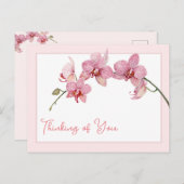 Denken aan jou Waterverf Pink Moth Orchids Feestdagenkaart (Voorkant / Achterkant)