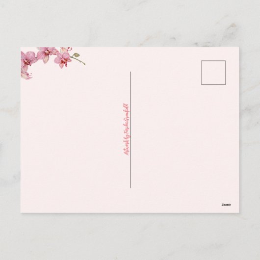 Denken aan jou Waterverf Pink Moth Orchids Feestdagenkaart (Achterkant)