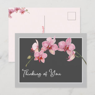 Denken aan jou Waterverf Pink Moth Orchids Feestdagenkaart