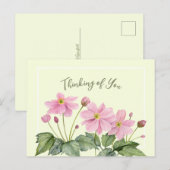 Denken aan jou Waterverf roze japans anemoon Briefkaart (Voorkant / Achterkant)