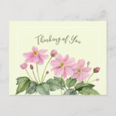 Denken aan jou Waterverf roze japans anemoon Briefkaart (Voorkant)