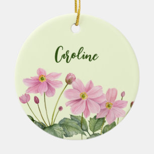 Denken aan jou Waterverf roze japans anemoon Keramisch Ornament