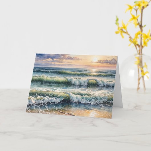 Denken aan jou Waterverf Seascape Kaart (Gele Bloem)