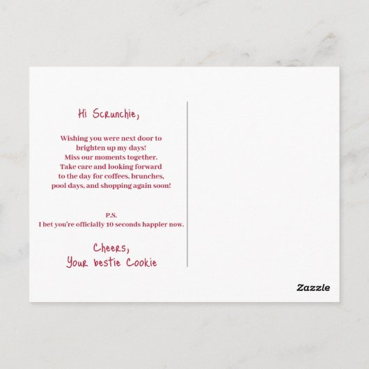 Denken aan jou Witte Mystieke Muis Roze Hibiscus Briefkaart (Achterkant)