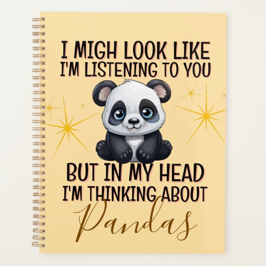 Denken aan panda's - grappig gepersonaliseerd planner (Voorkant)