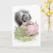 "Denken aan pauw" Dreamy Skunk Wenskaart Kaart (Gele Bloem)