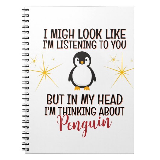 Denken aan pinguïns - grappig gepersonaliseerd notitieboek (Voorkant)