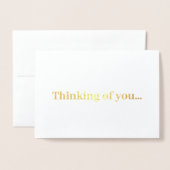 Denken aan u... (aanpasbare boodschap) folie kaarten (Voorkant met envelop)