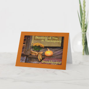 Denken aan u bij Thanksgiving kleindochter Kaart