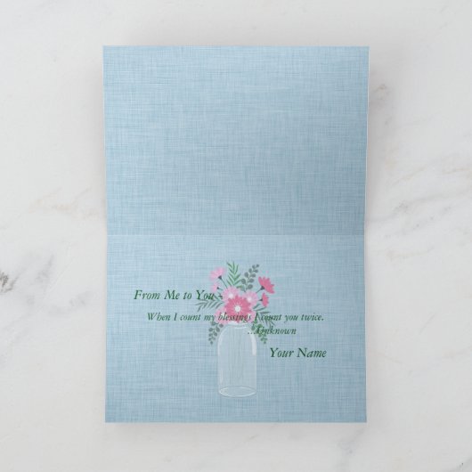 Denken aan u Bloemen Krans Note Kaart (Binnen)