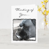 Denken aan u Boxer hond wenskaart Kaart (Gele Bloem)