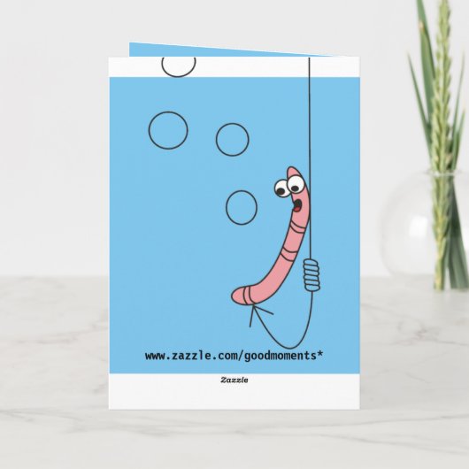 Denken aan U Cartoon Vis en Worm Kaarten (Achterkant)