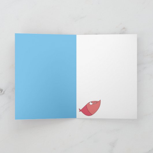 Denken aan U Cartoon Vis en Worm Kaarten (Binnen)