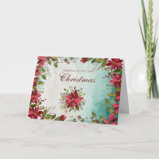 Denken aan U Condoleance Sympathie Kerstmis Feestdagen Kaart (Voorkant)