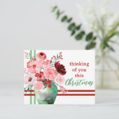 Denken aan u deze kerst Waterverf Flower Briefkaart (Staand voorkant)