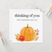 Denken aan u deze Thanksgiving dag groet Kaart (Voorkant / Achterkant in situ)