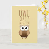 Denken aan u grappige uil woordspeling verlaten af kaart (Gele Bloem)