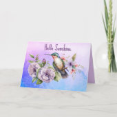 Denken aan u Hummingbird & Floral Custom Kaart (Voorkant)