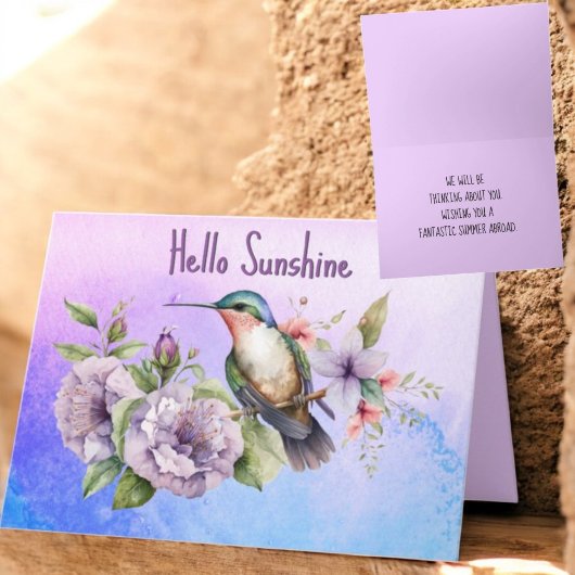 Denken aan u Hummingbird & Floral Custom Kaart