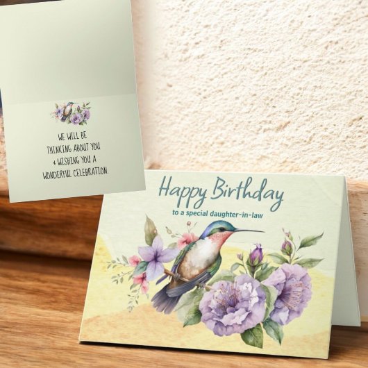 Denken aan u Hummingbird & Floral Custom Kaart