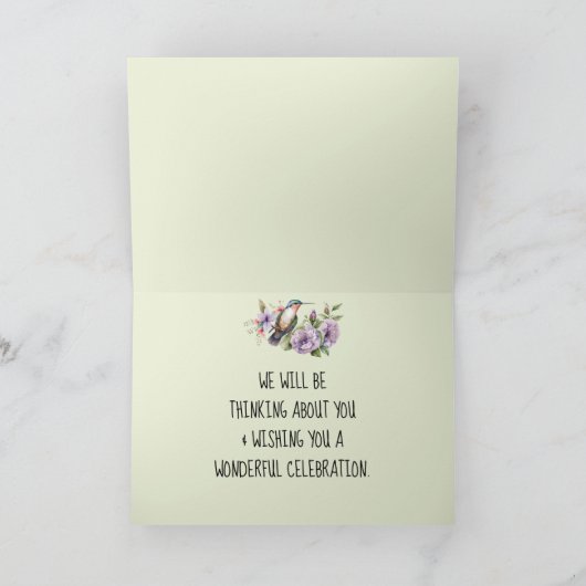 Denken aan u Hummingbird & Floral Custom Kaart (Binnen)