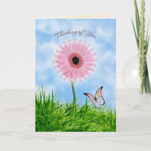 Denken aan U Kaart met daisy-gerbera bloem (Voorkant)