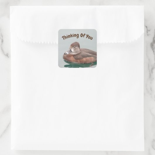 Denken aan u Lake Duck Natuur Cheer Up Vierkante Sticker (Tas)