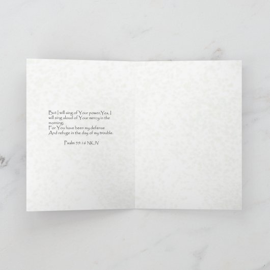 Denken aan u met de Schrift Psalm 59:16. Bedankkaart (Binnen)