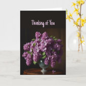 Denken aan u Mooie Lila Bloemensprays Kaart (Gele Bloem)
