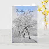 Denken aan u mooie winterbomen bos kaart (Gele Bloem)