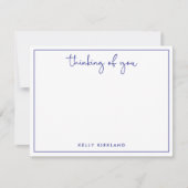 Denken aan U Navy Blue Personal Notitiekaartje (Voorkant)