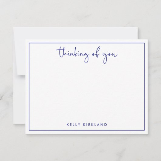Denken aan U Navy Blue Personal Notitiekaartje (Voorkant)
