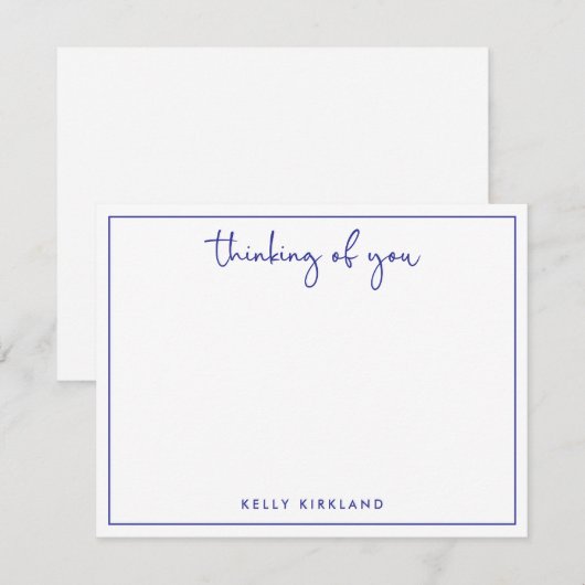 Denken aan U Navy Blue Personal Notitiekaartje (Voorkant / Achterkant)