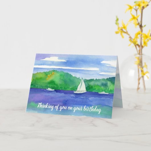 Denken aan u op uw verjaardag zeilen kaart (Gele Bloem)