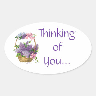 Denken aan U Paarse Lilacs Flowers Ovale Sticker