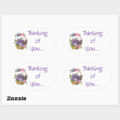 Denken aan U Paarse Lilacs Flowers Ovale Sticker (Vel)