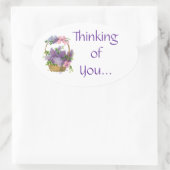 Denken aan U Paarse Lilacs Flowers Ovale Sticker (Tas)