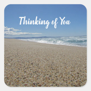 Denken aan u Pacific Ocean Coast Relaxing Beach Vierkante Sticker