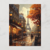 Denken aan u Parijs in de regenachtige herfst stad Briefkaart (Voorkant)