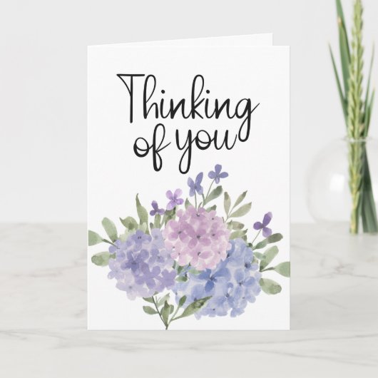 Denken aan u Pastel Hydrangea Floral Kaart (Voorkant)